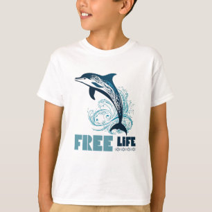 Free Life Witte Tribal Dolfijn T-shirt