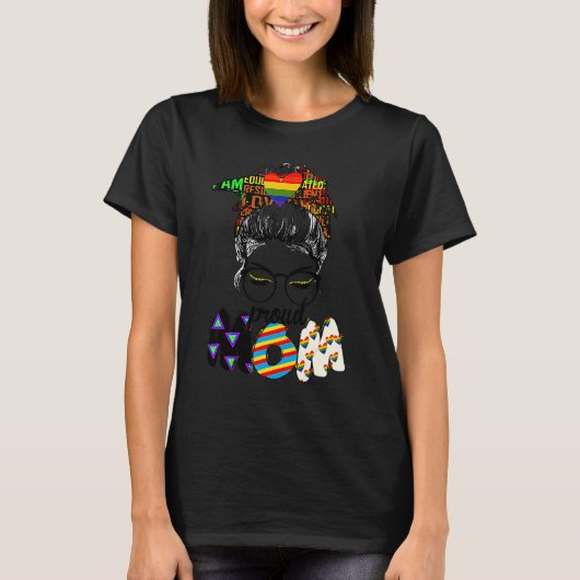 Free Ma Hugs Messy Bun Lgbt Pride Sun Rainbow Tea T-shirt (Voorkant)