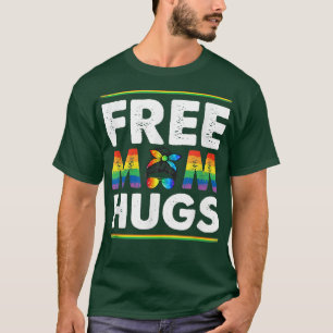 Free Ma Hugs Messy Bun Rainbow LGBT Pride Month T-shirt