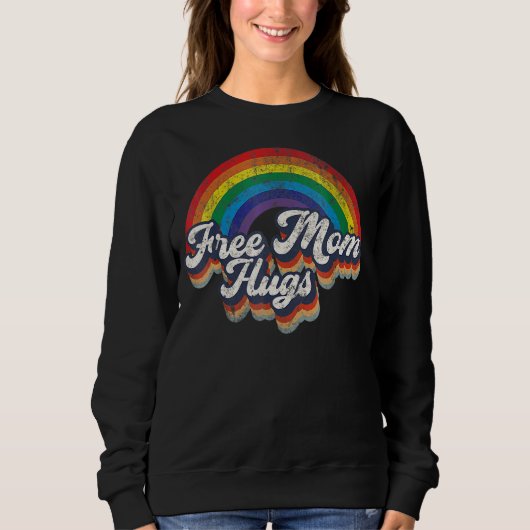Free Ma Hugs Rainbow Heart Lgbt Flag Lgbt Pride M Trui (Voorkant)