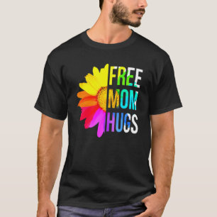 Free Mom Hugs Gay Pride Lgbt Daisy Rainbow Flower  T-shirt