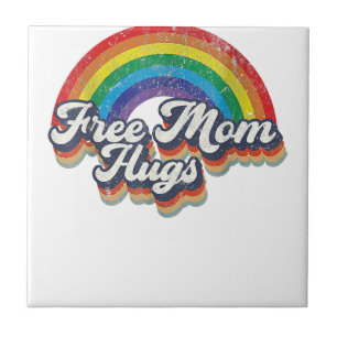 Free Mom Hugs Rainbow Heart LGBT Flag LGBT Pride M Tegeltje