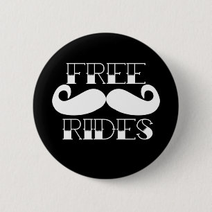 Free Mustache Rides Ronde Button 5,7 Cm