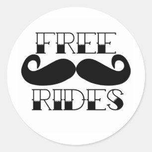 Free Mustache Rides Ronde Sticker