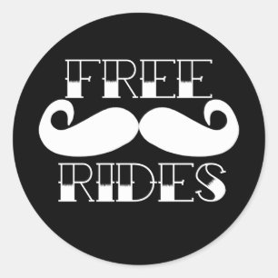 Free Mustache Rides Ronde Sticker