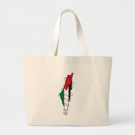 Free Palestine Barbed Wire Kaart Palestijnse Vrijh Grote Tote Bag (Voorkant)