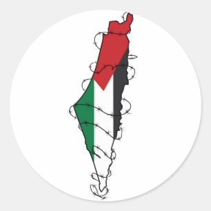 Free Palestine Barbed Wire Kaart Palestijnse Vrijh Ronde Sticker