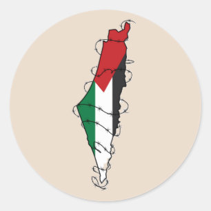 Free Palestine Barbed Wire Kaart Palestijnse Vrijh Ronde Sticker