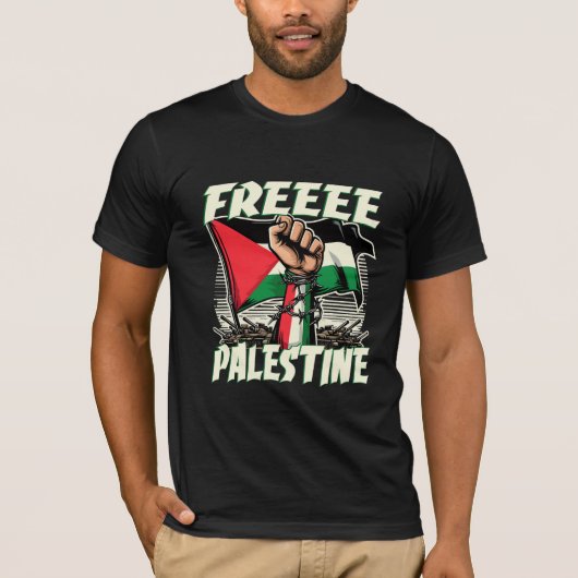Free Palestine Black T-shirt Design 2024 (Devant)