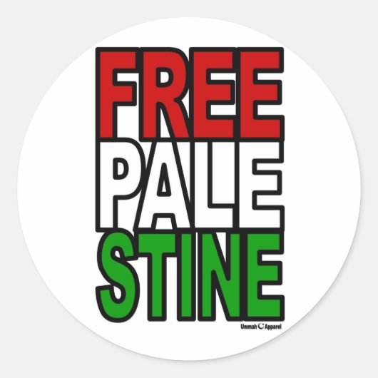 Free Palestine Block Ronde Sticker (Voorkant)