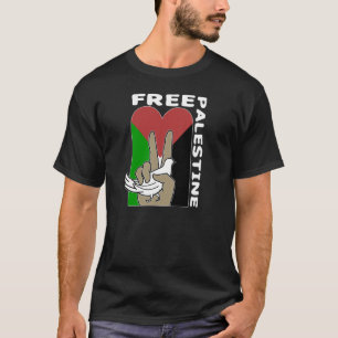 Free Palestine Dove Heart Peace Sign tshirt noir