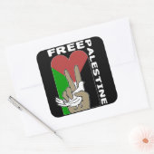 Free Palestine Dove Heart Peace Sign Vierkante Sticker (Envelop)