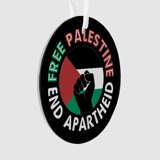 Free Palestine End Apartheidsvlag Fist Black Ornament (voorkant)