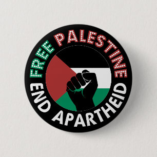 Free Palestine End Apartheidsvlag Fist Black Ronde Button 5,7 Cm