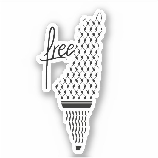 FREE PALESTINE KEFFIYEH STICKER (Voorkant)