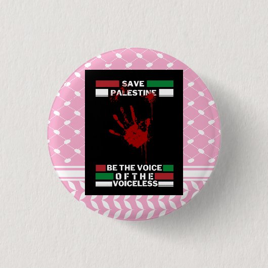 Free Palestine Pin Button in Palestine Flag Theme (Voorkant)
