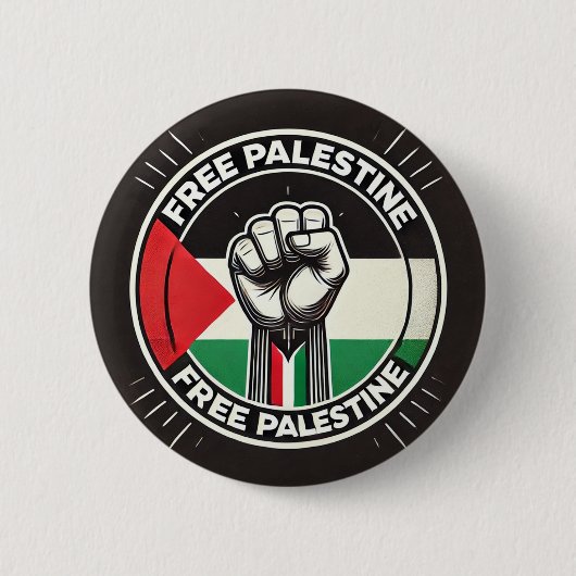 Free Palestine Solidarity Pin Badge Ronde Button 5,7 Cm (Voorkant)