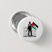 FREE PALESTINE WHITE RONDE BUTTON 3,2 CM (Voorkant /achterkant)