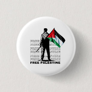 FREE PALESTINE WHITE RONDE BUTTON 3,2 CM