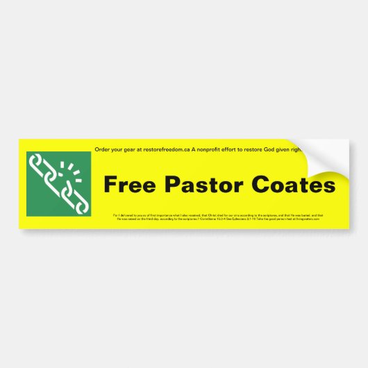 Free Pastor Coates Bumper Sticker (Voorkant)