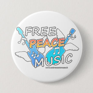 Free Peace Music Ronde Button 7,6 Cm