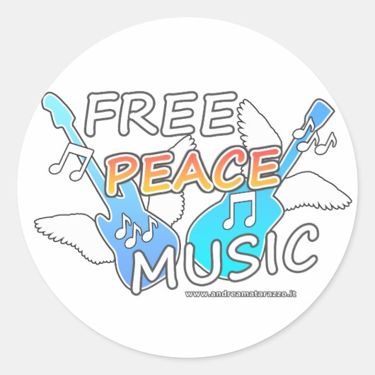 Free Peace Music Ronde Sticker (Voorkant)