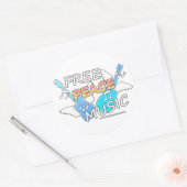 Free Peace Music Ronde Sticker (Envelop)