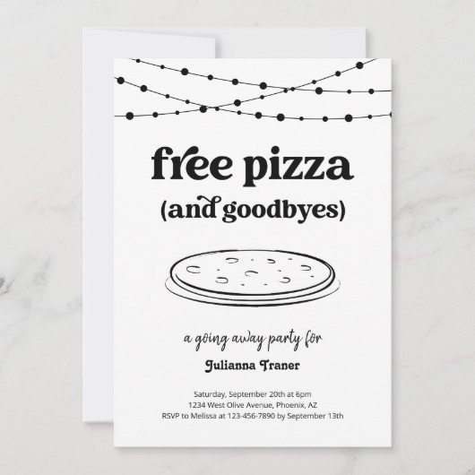 Free Pizza Party Amusant Partir Invitation (Devant)