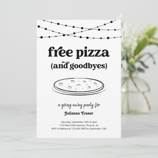 Free Pizza Party Amusant Partir Invitation (Debout devant)