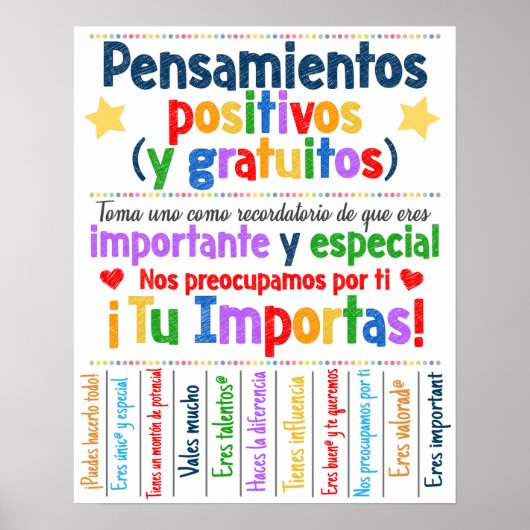 Free Positive Thoughts Poster espagnol (Devant)