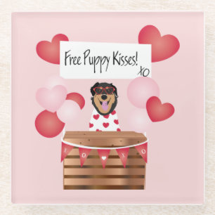 Free Puppy Kisses Valentijn Dog Glazen Onderzetter