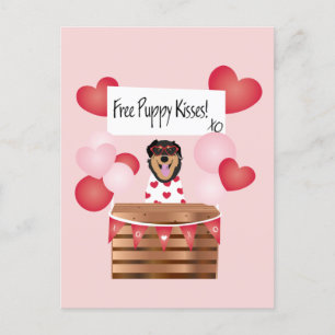 Free Puppy Kisses Valentijn Dog Pink Briefkaart
