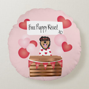 Free Puppy Kisses Valentijn Dog Red Rond Kussen