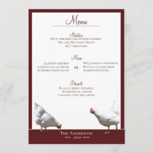 Free Range Boerderij Chicken Dinner Menu Card