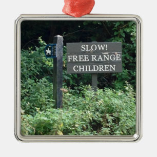 Free Range Children-teken, leuk Metalen Ornament
