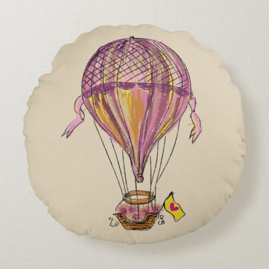 Free Ride Hotair ballon Rond Kussen (Voorkant)