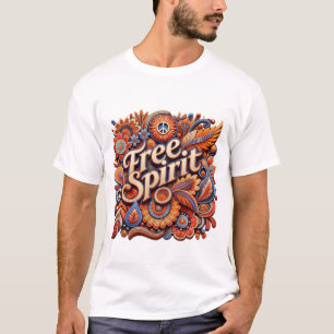Free Spirit' 3D Logo Design – Boheemse Flora uit d T-shirt