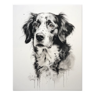 Free Spirit Dog Zwart-wit Foto Afdruk