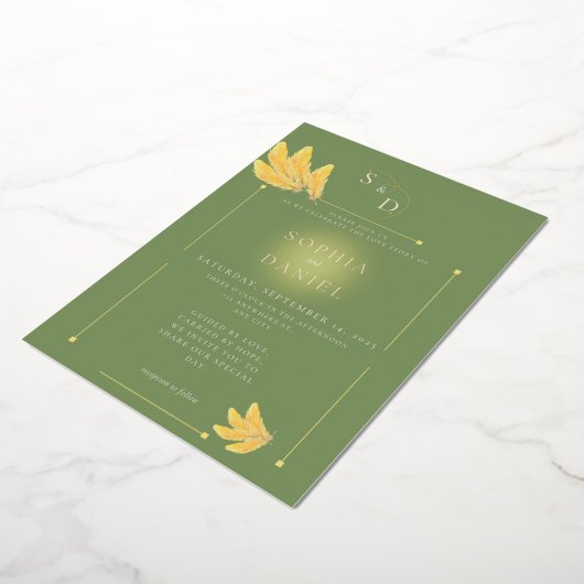 Free Spirit Olive Green Faire-part de mariage (Rotation)