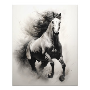 Free Spirit Paard Zwart-wit Foto Afdruk