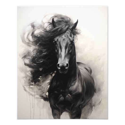 Free Spirit Paard Zwart-wit Foto Afdruk (Voorkant)