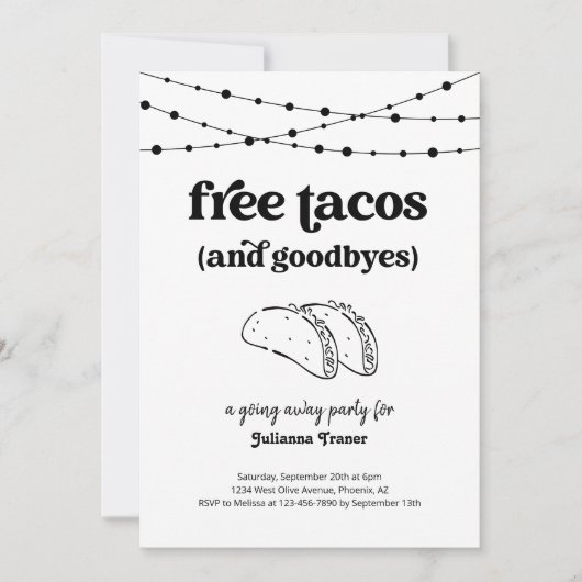 Free Taco Funny Partir Invitation De Fête (Devant)