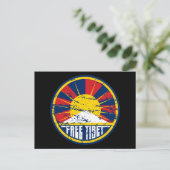 Free Tibet Round Grunge Briefkaart (Staand voorkant)