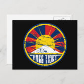 Free Tibet Round Grunge Briefkaart (Voorkant / Achterkant)