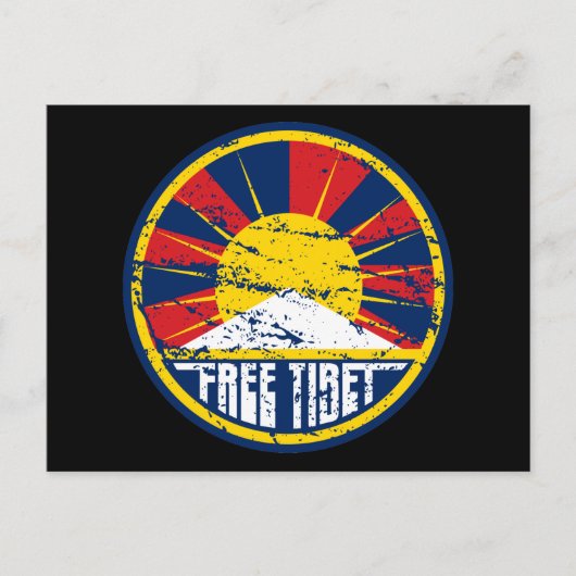 Free Tibet Round Grunge Briefkaart (Voorkant)