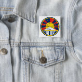 Free Tibet Round Grunge Vierkante Button 5,1 Cm (In situ)