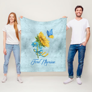 Free Ukraine Sunflower & Butterfly Fleece Deken