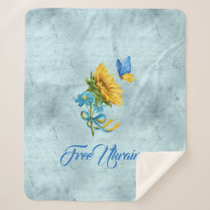 Free Ukraine Sunflower & Butterfly Sherpa Deken