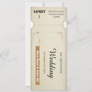 Free Vintage bruiloft Ticket Kaart