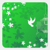 Free White Bird Amongst White Flowers Stickers (Voorkant)